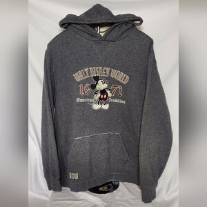 Heather Gray Walt Disney World Mickey Mouse embroidered hoodie, Lg